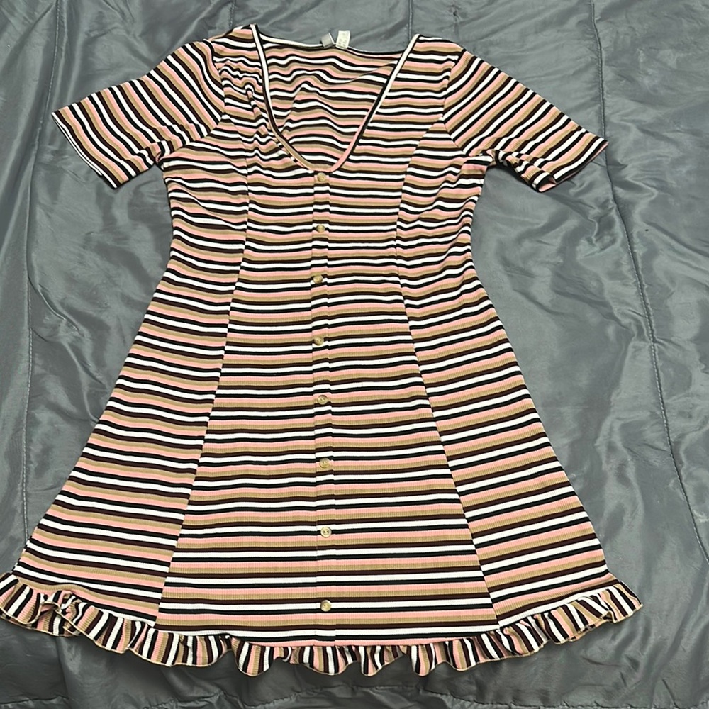 ASOS Black and Pink Striped Asymmetrical Dress